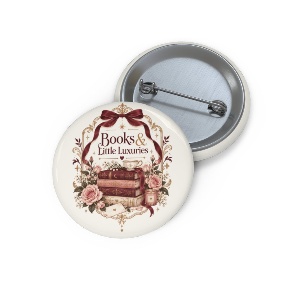 Books & Little Luxuries | Romantic Floral Bookish Pin Button
