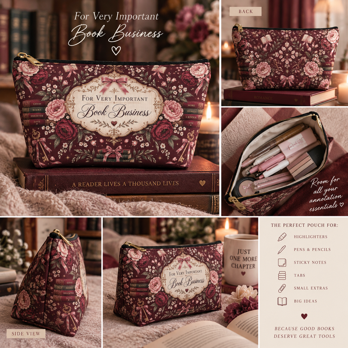 For Very Important Book Business | Bookish Annotation Pouch