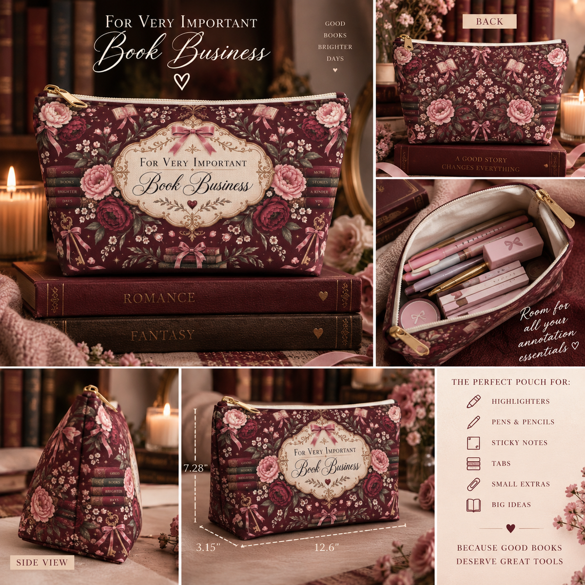 For Very Important Book Business | Bookish Annotation Pouch