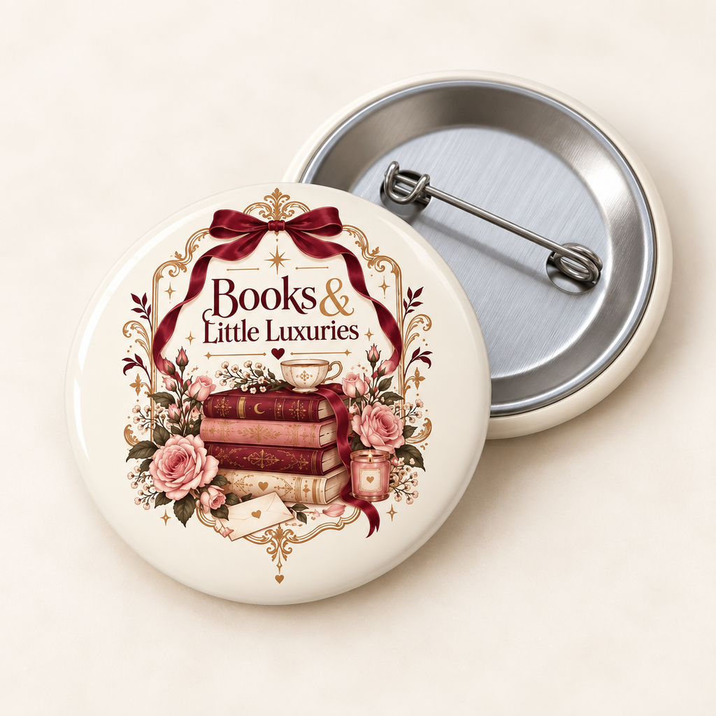 Books & Little Luxuries | Romantic Floral Bookish Pin Button