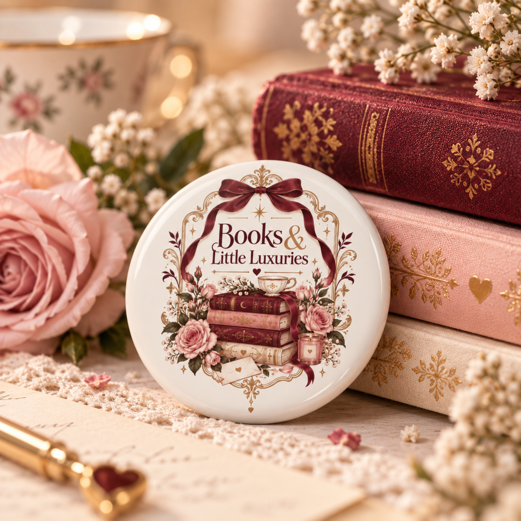 Books & Little Luxuries | Romantic Floral Bookish Pin Button