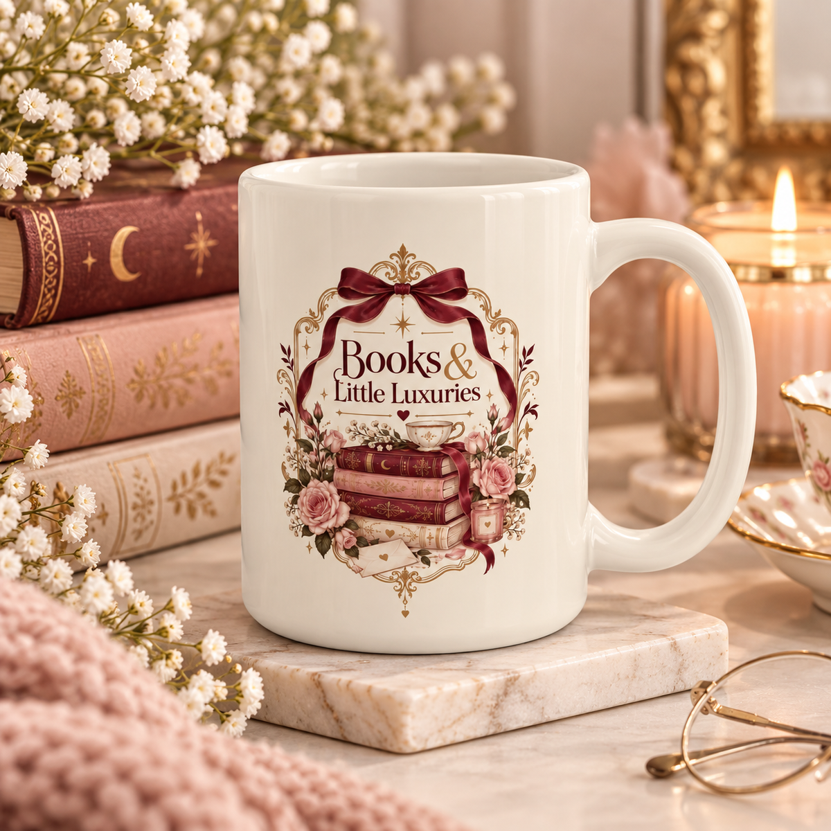 Books & Little Luxuries | Romantic Bookish 15 oz Coffee Mug