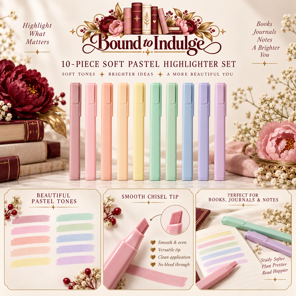 10-Piece Soft Pastel Highlighter Set | Book Annotation Markers