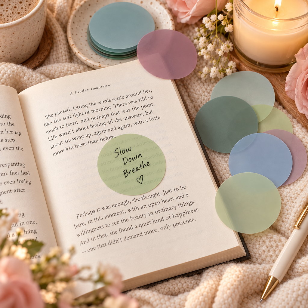 400-Piece Morandi Transparent Sticky Notes | Round Book Annotation Tabs